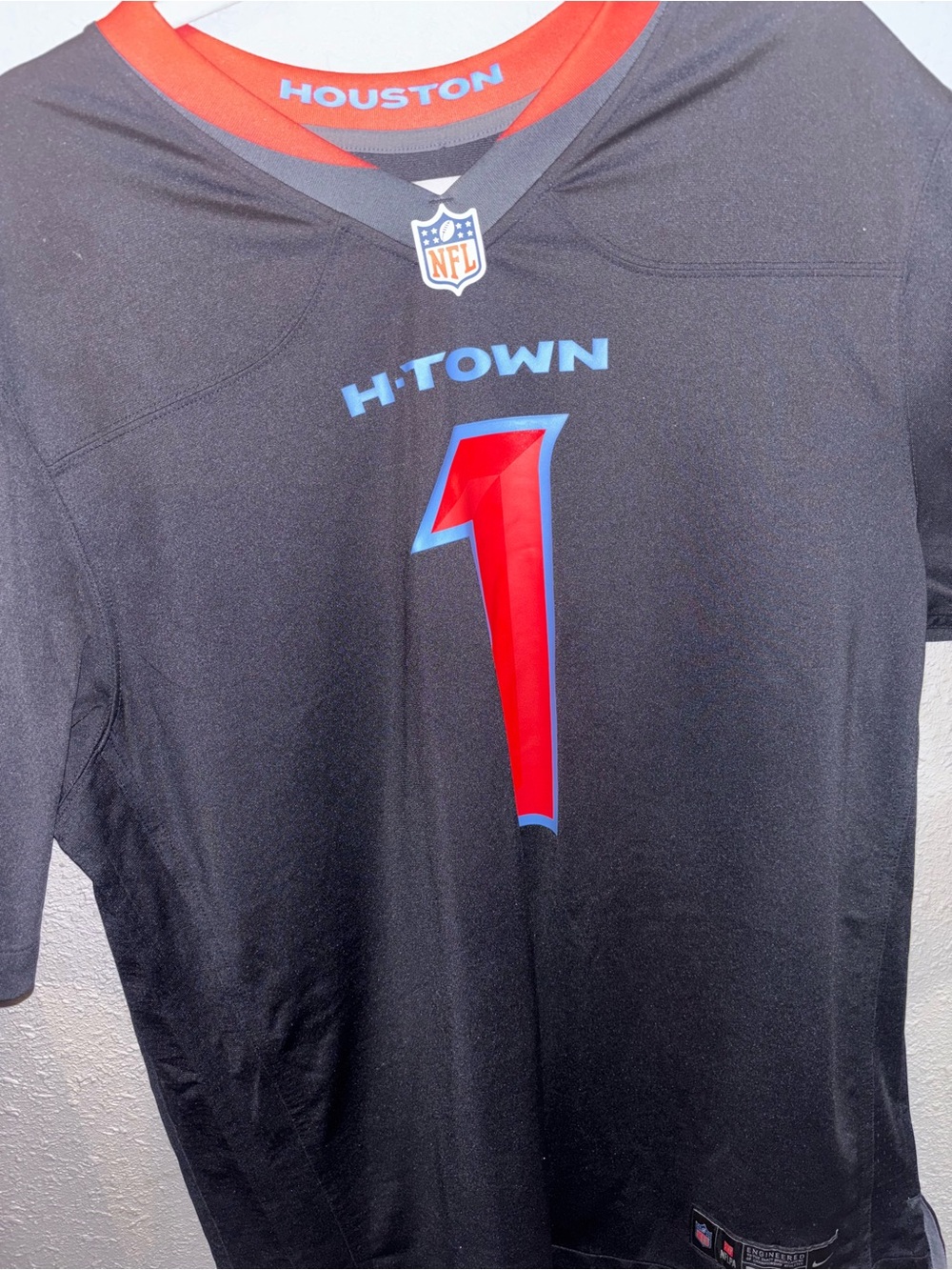 Houston H-Town #1 Men’s Football Jersey - Black with Red Accent